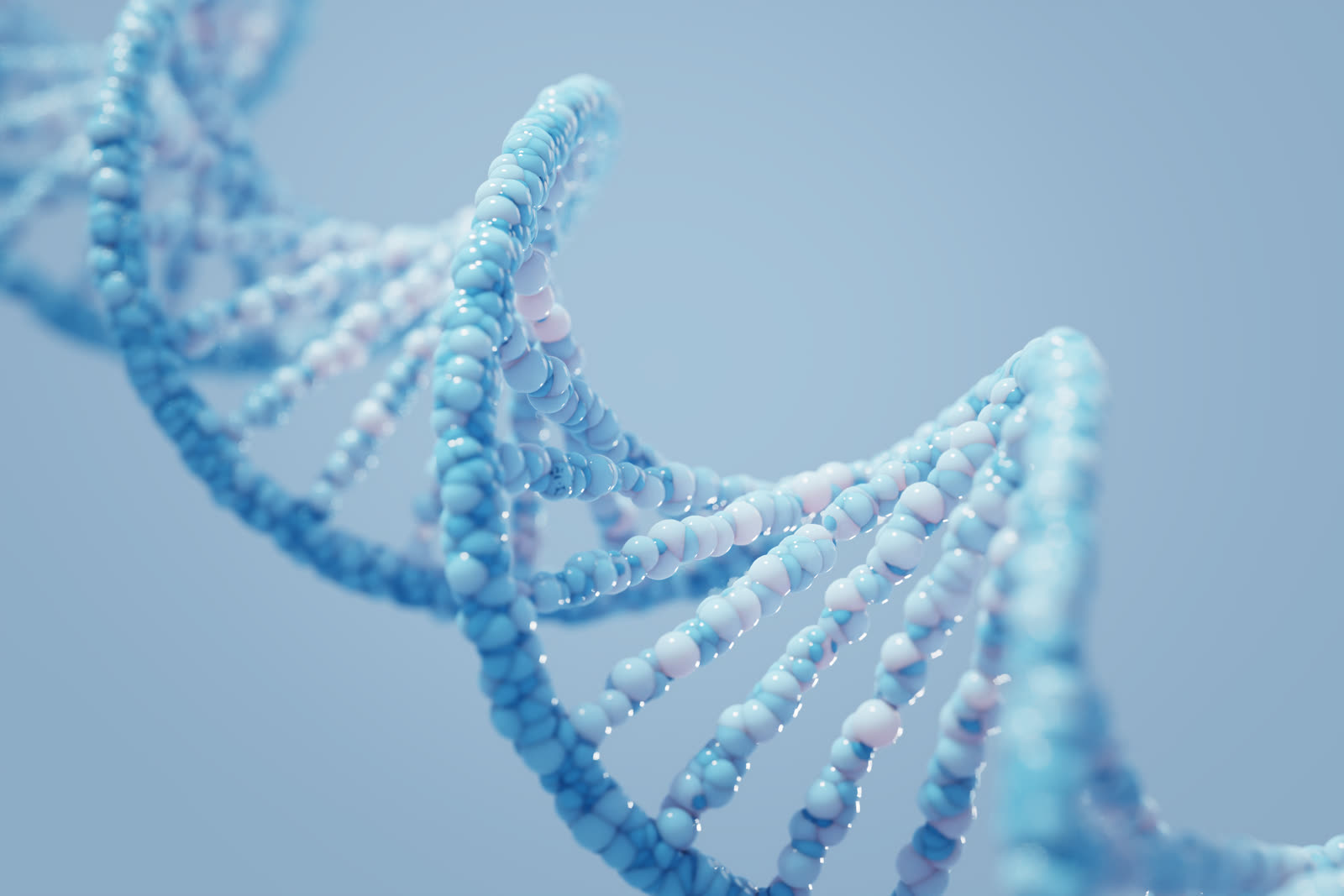 Abstract DNA double-helix structure, representing telomere and genomic research