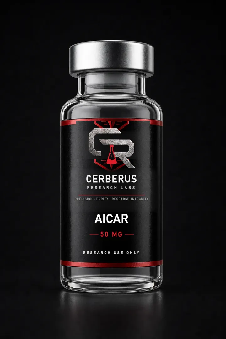 Cerberus Research Labs branded vial render for Aicar