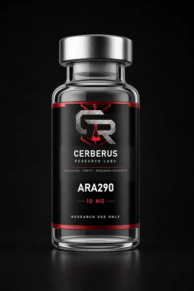 Cerberus Research Labs branded vial render for ARA290 (Cibinetide)