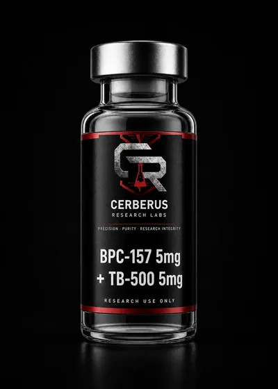Cerberus Research Labs branded vial render for BPC 5mg + TB 5mg