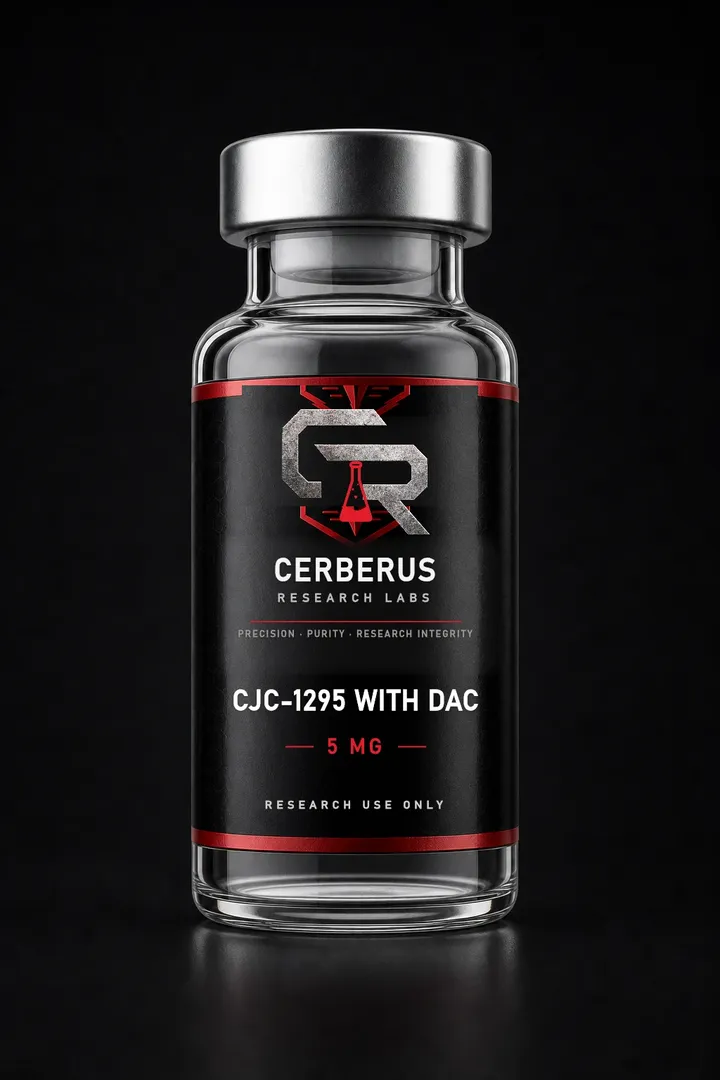 Cerberus Research Labs branded vial render for CJC-1295 With DAC