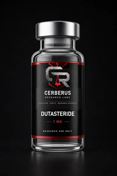 Cerberus Research Labs branded vial render for Dutasteride