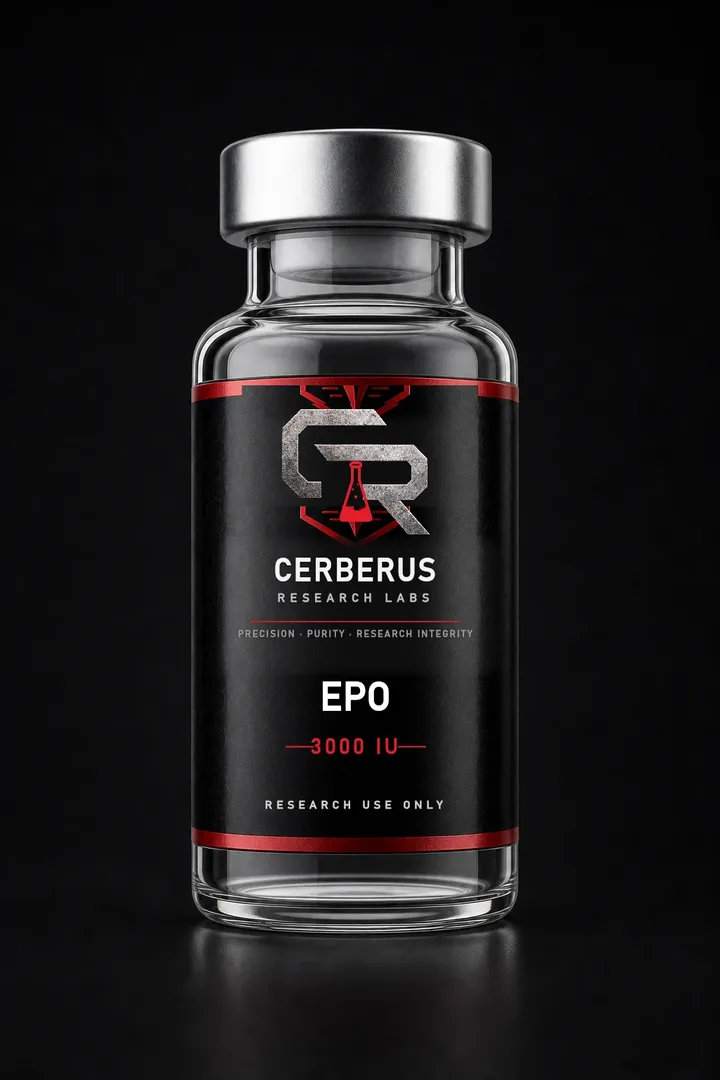 Cerberus Research Labs branded vial render for Epo