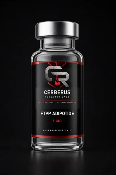 Cerberus Research Labs branded vial render for FTPP Adipotide