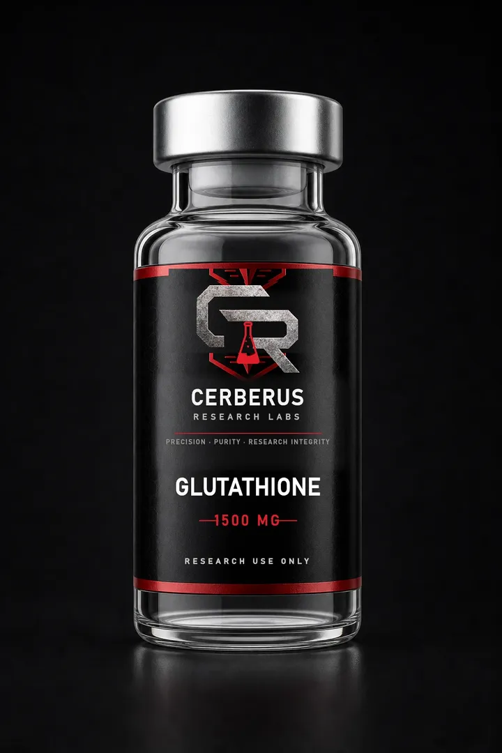 Cerberus Research Labs branded vial render for Glutathione