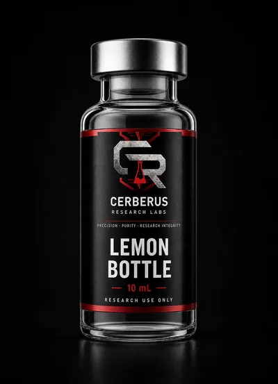 Cerberus Research Labs branded vial render for Lemon Bottle Complex