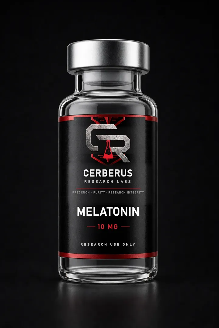 Cerberus Research Labs branded vial render for Melatonin