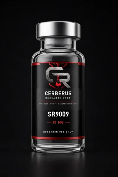 Cerberus Research Labs branded vial render for SR9009