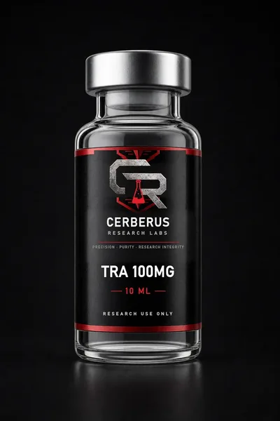 Cerberus Research Labs branded vial render for TRA (100 mg/mL, 10 mL)